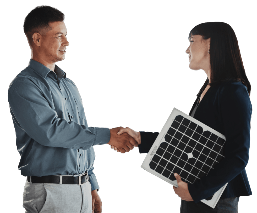 Customer negotiating a purchase of a solar panel.